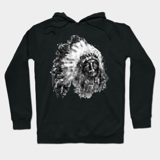 Native American Chief Black and White Hoodie